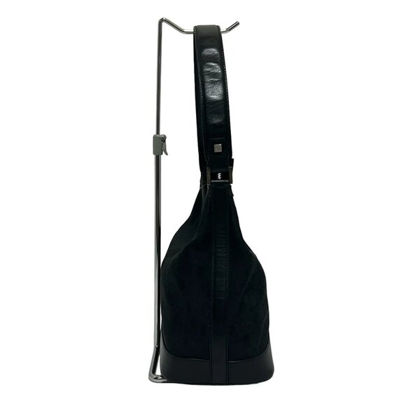 Auth Salvatore Ferragamo Gancini - Black Nylon Leather Shoulder Bag - Picture 4 of 9